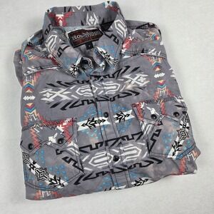Rock & Roll Cowboy Snap Shirt Men's‎ Medium Aztec Southwest Distressed